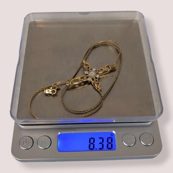 V. Swirling Rhinestone Cross Pendant Necklace - Picture 6 of 6